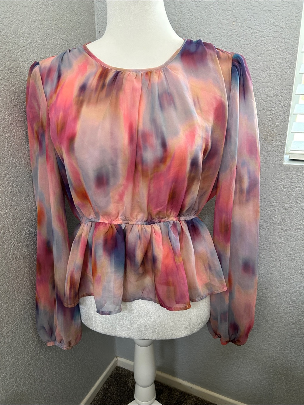 New With Tags!  Steve Madden Multi-Color Watercolor Peplum Blouse